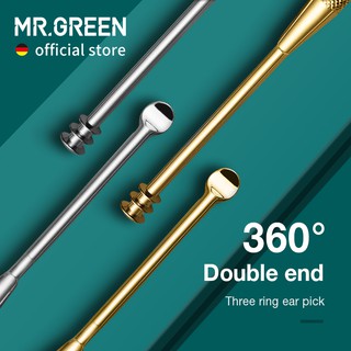 Mr.Green Double End Ear Pick 360 Degree Cleaning Three Ring Wax Remover Canal Cleaner Stainless Steel Spoon Care Tools