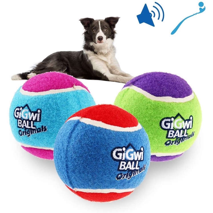 Gigwi 3 Pack Tennis Ball Squeak Dog Toy Fetch Toy