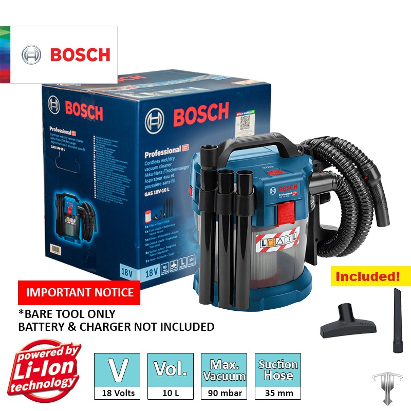 Bosch GAS 18 V10 L Professional 18V Cordless Wet / Dry Vacuum Cleaner