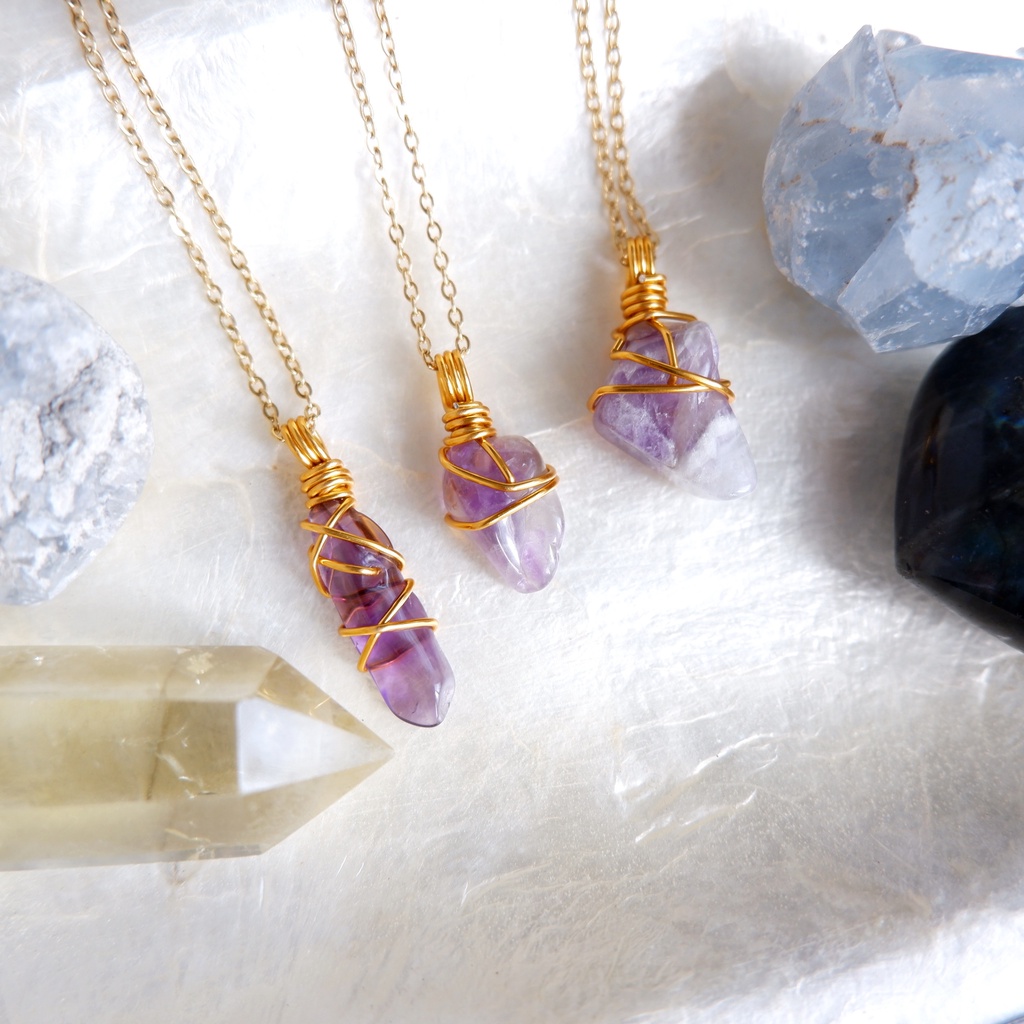 Amethyst Crystal Pendant | Free-Form Necklace | February Birthstone ...