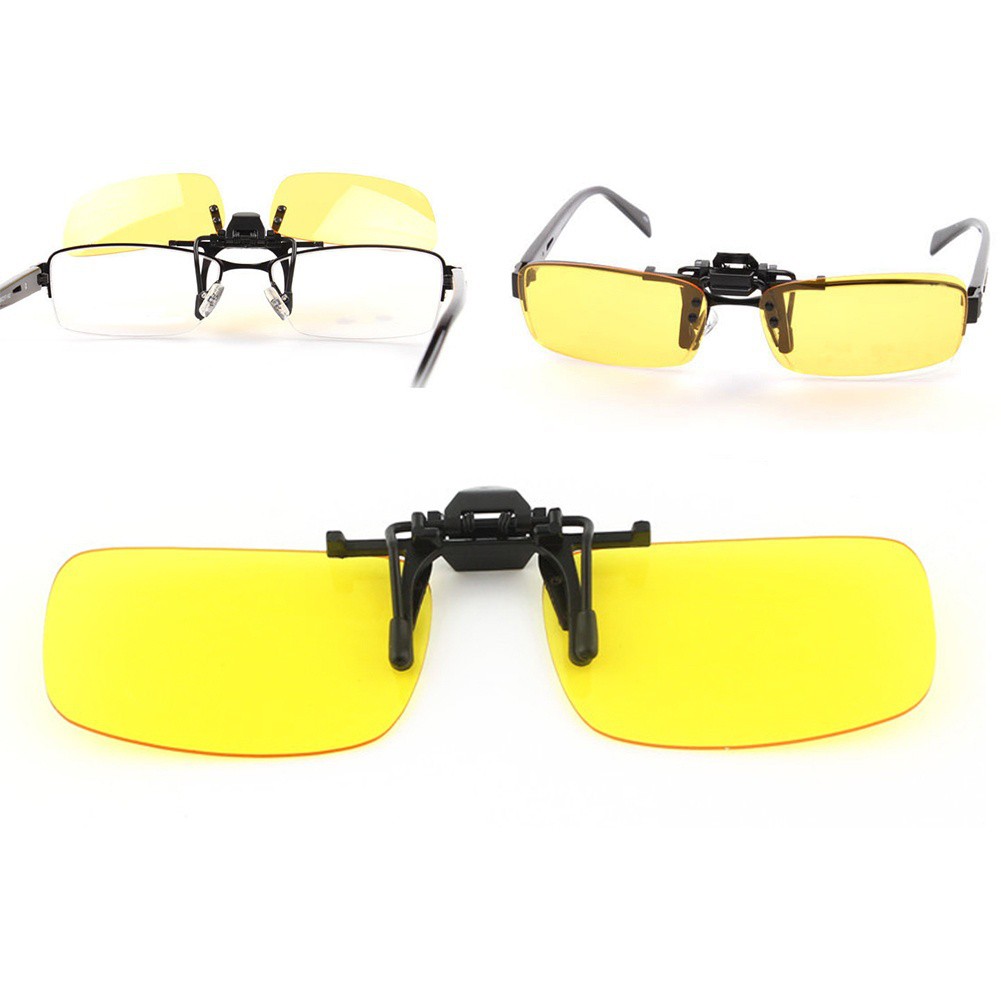 Polarized Clip On Sunglasses Night Vision Driving yellow Eyeglasses Sun