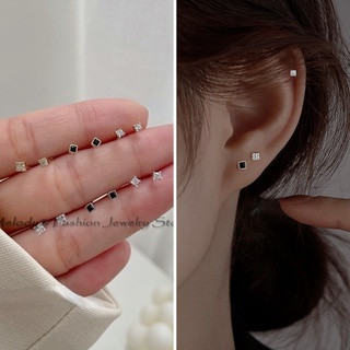 Black Stud Earrings for Women Mini Hikaw Earrings for Piercing 2021 925 Non Tarnish New Trendy Simple Small Niche Design Accessories Jewelry