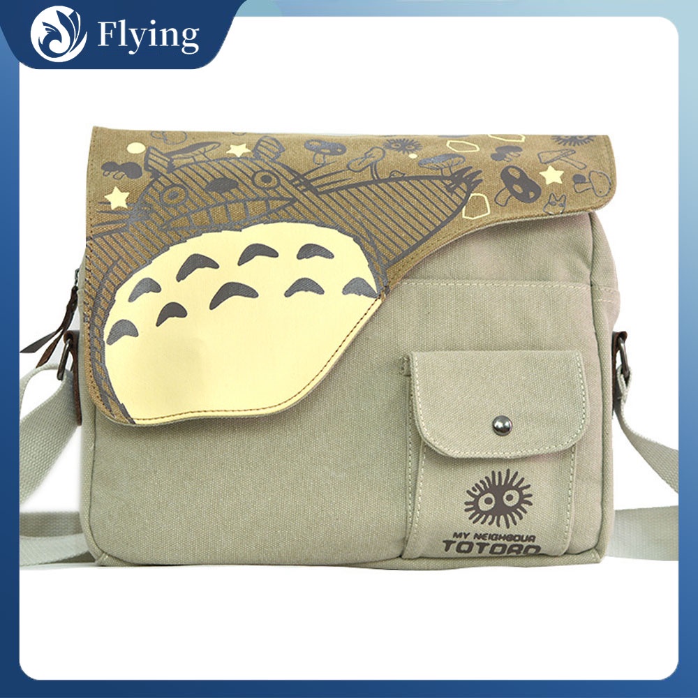 Totoro Canvas Men woman Crossbody Shoulder Messenger Bag with Large Capacity for Men Boys Travel