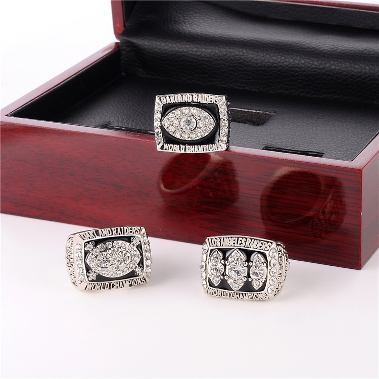 3 PCS Oakland Raiders Super Bowl Championship Ring W Box, US SHIP