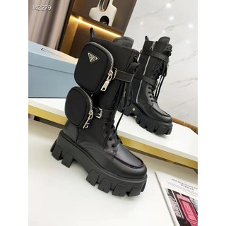 Lace-up zipper Prada side zip boots Mid-high boots for kids Huang Shengyi Running Wallet Boots Same thick-soled Martin boots #3