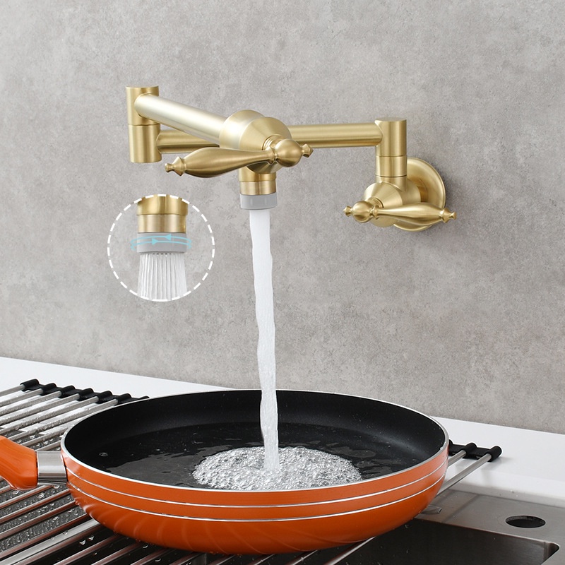 Pot Filler Faucet, Wall Mount Pot Filler Kitchen Faucet, Folding