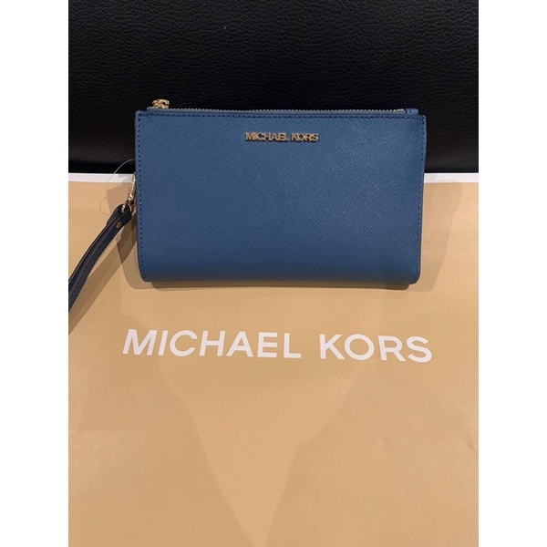 michael kors double zip saffiano leather wristlet wallet | Shopee  Philippines