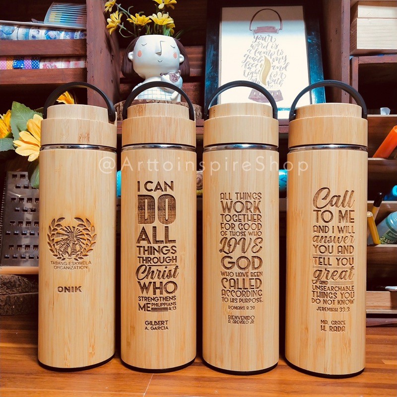 Personalized Bamboo Tumbler w/ handle | Shopee Philippines