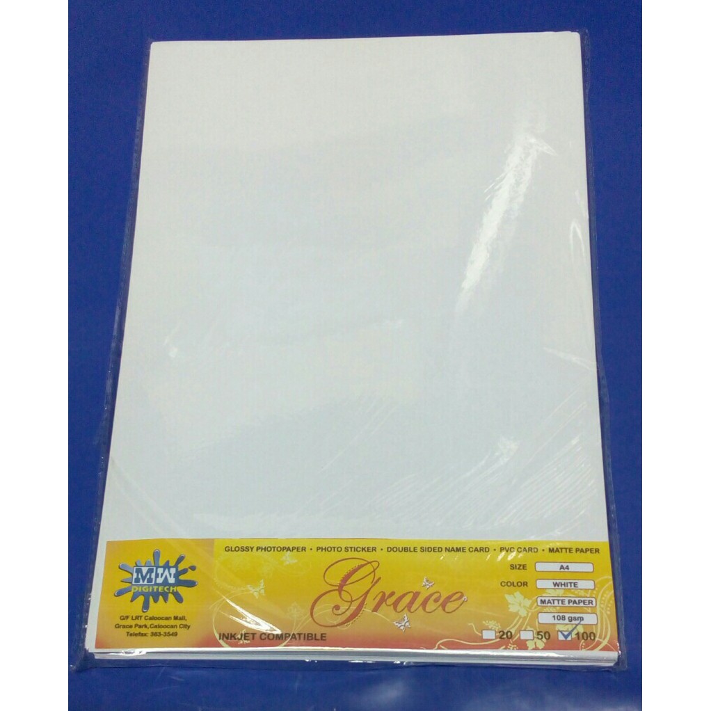 Download 108gsm Inkjet Matte Paper Photo Quality - 100's A4 | Shopee Philippines