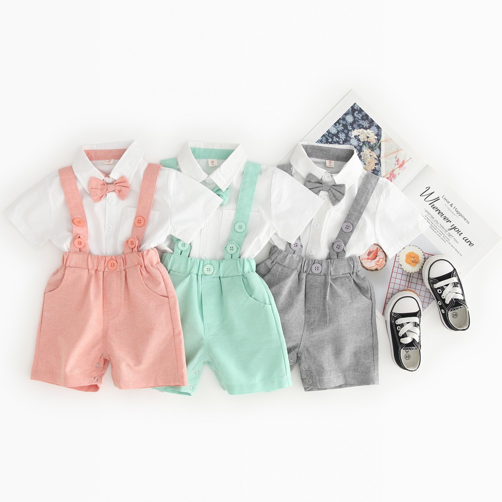 baby boy short suspenders outfit
