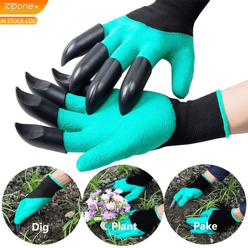 Garden Rubber Gloves With Claw MultiPurpose Planting Farming Durable