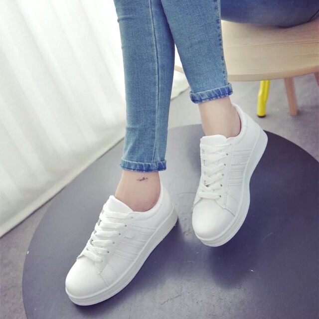 Lucky #890 New Plain White Shoes | Shopee Philippines