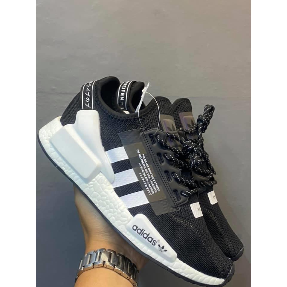 nmd r1 black and white mens