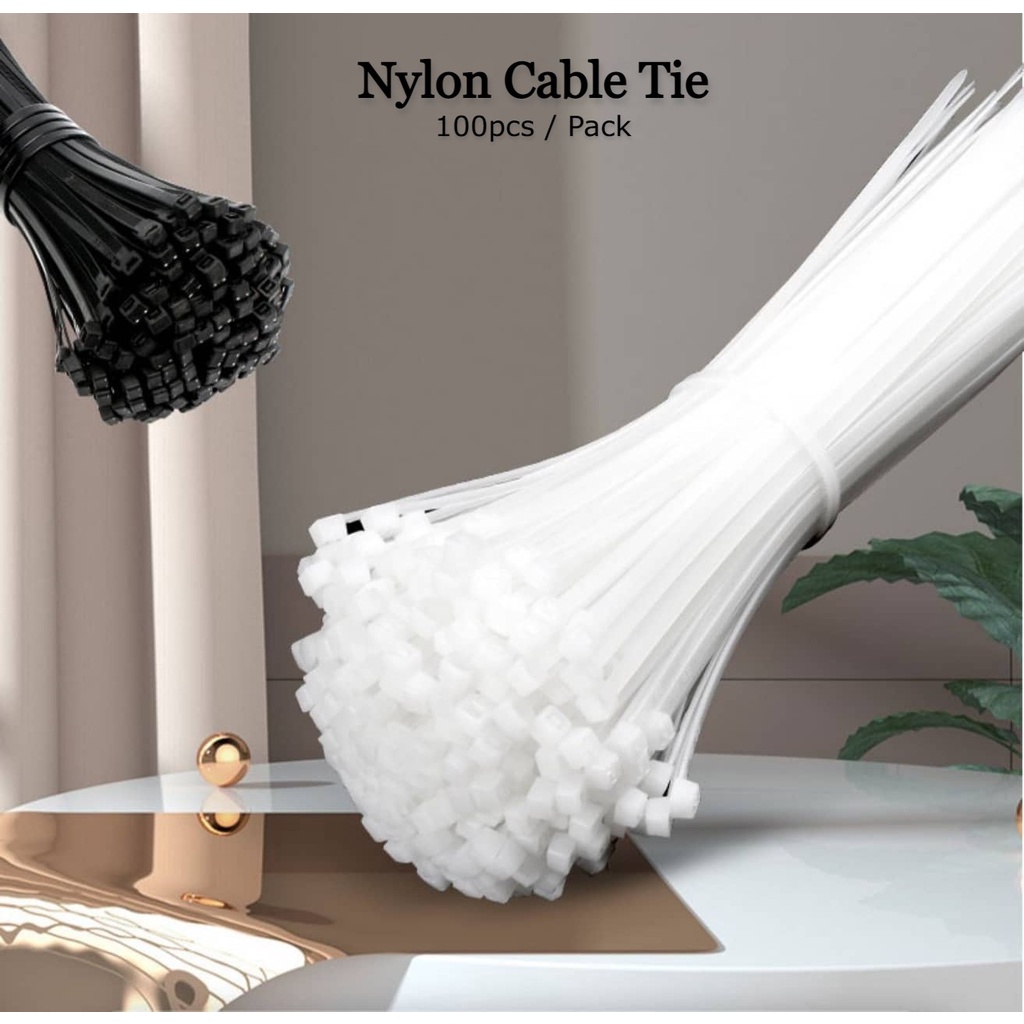 Nylon Zip Ties ( PACK OF 100) Cable Ties Strength Tie Wraps for Tying