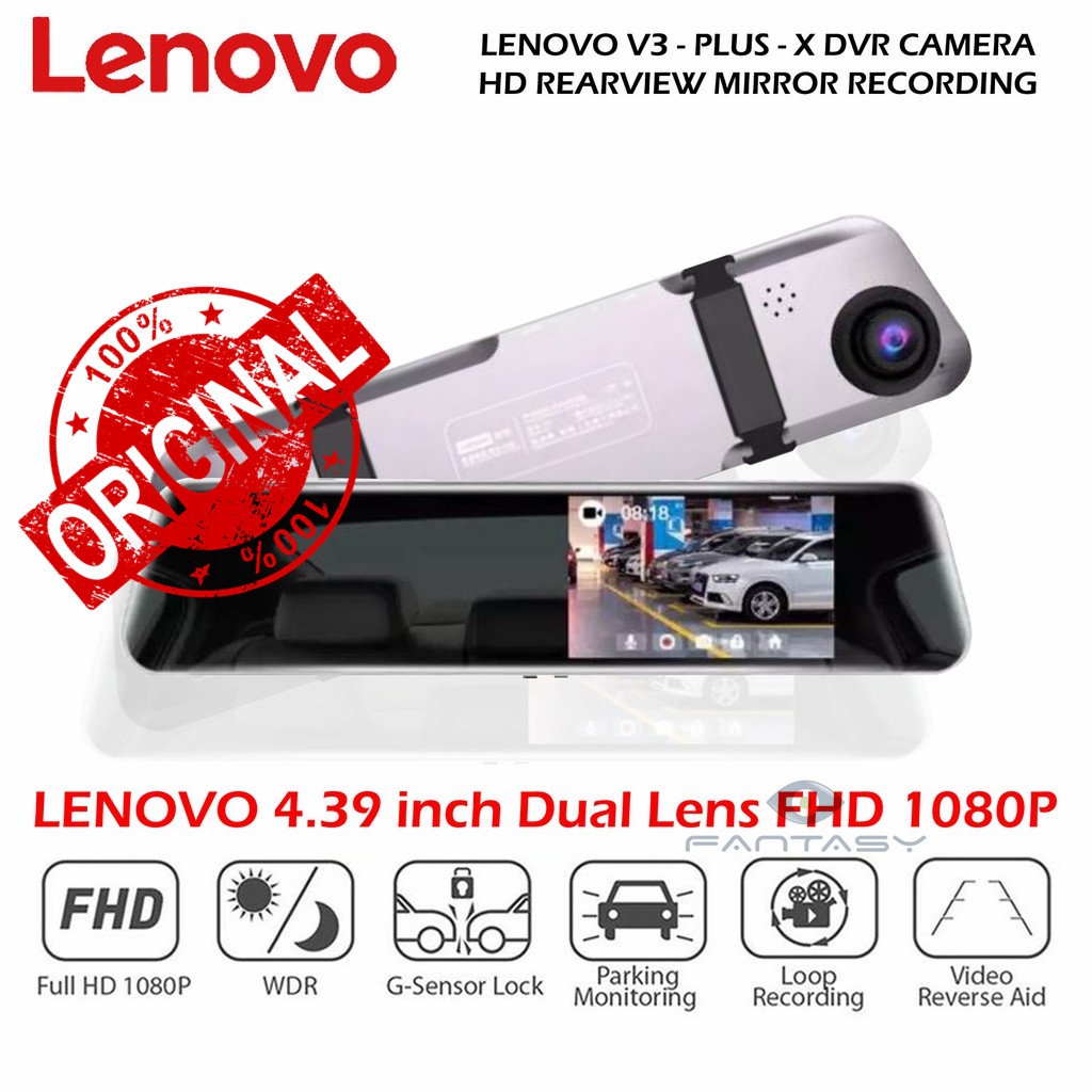 Lenovo V3X V3 PLUS X HD Rearview Mirror Recorder 1080P Mirror Dash cam
