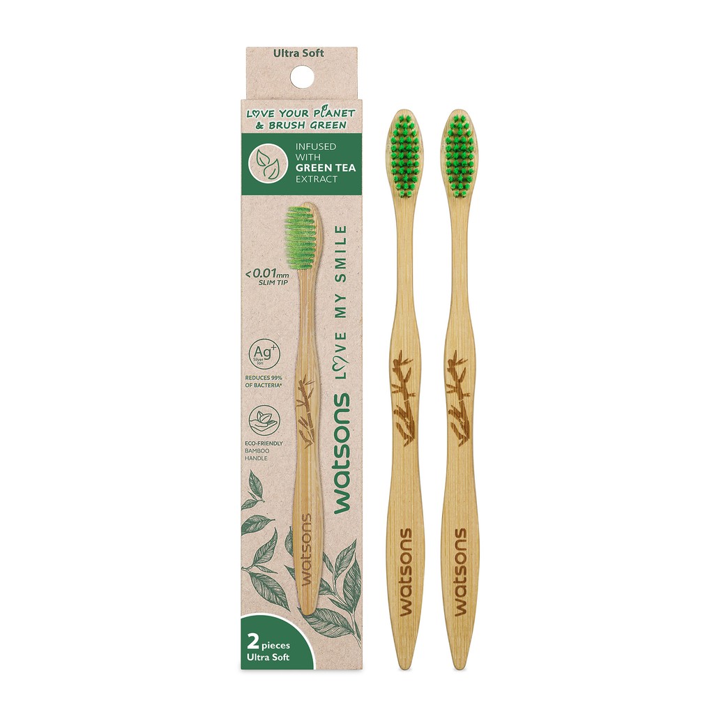 WATSONS Green Tea Extract Bamboo Ultra Soft Toothbrush 2pcs Shopee
