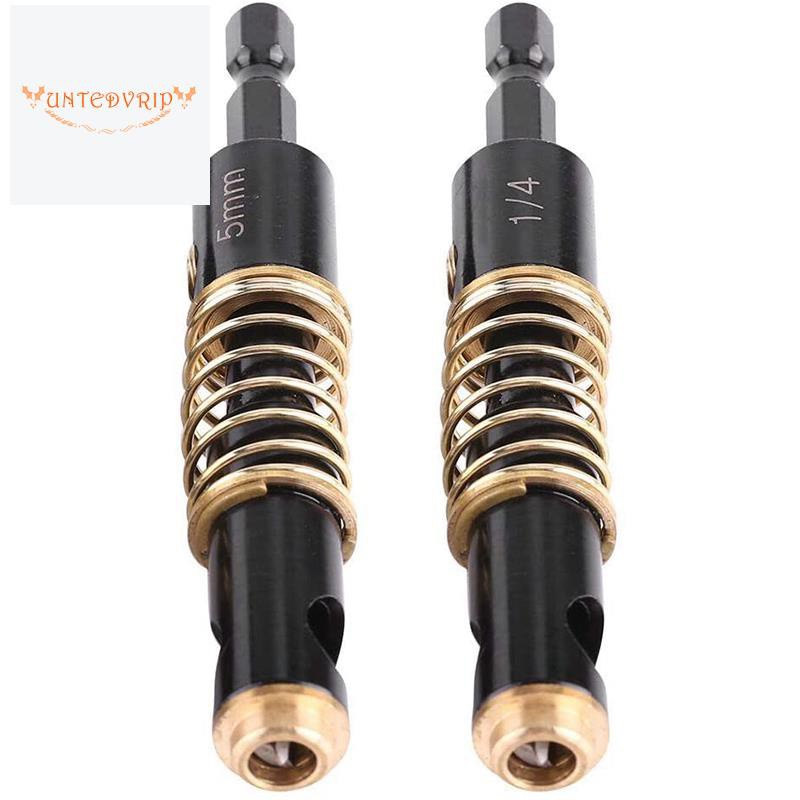 2Pcs1/4 Inch Shank Hinge Self Centering Drill Bits Set 5mm & 1/4 Inch Reaming Drill Wood Plastic Combination
