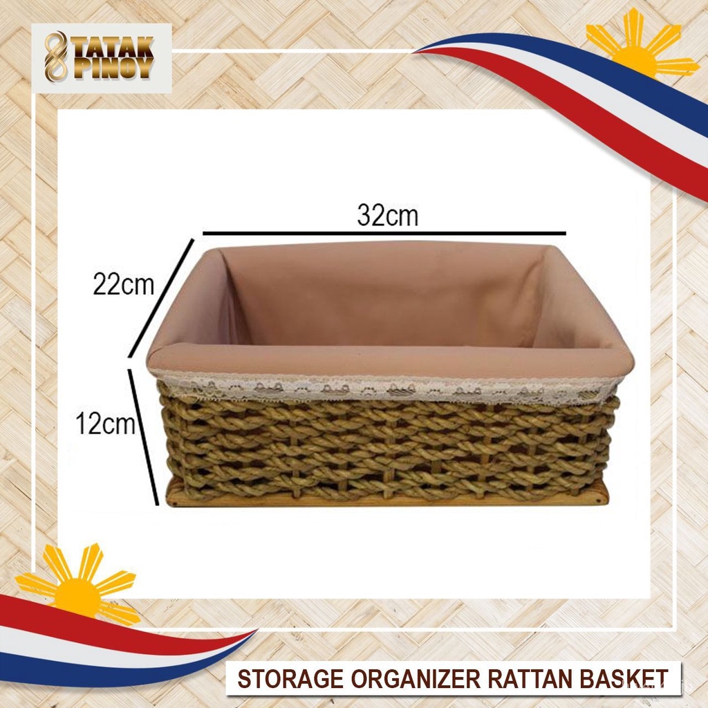 2022TATAK PINOY Rattan Basket Storage Baskets 32 x 22 x 12cm Shelf