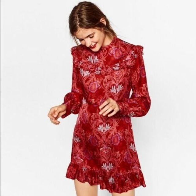 zara floral red dress