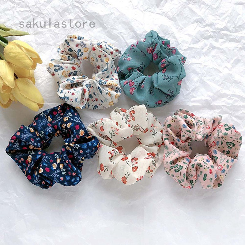 flower hair scrunchies