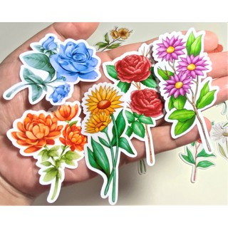 19pcs vintage flower sticker set for scrapbooking and journaling