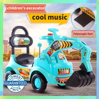 Children's excavators can sit and ride engineering vehicles, large music, twisting cars, excavators,