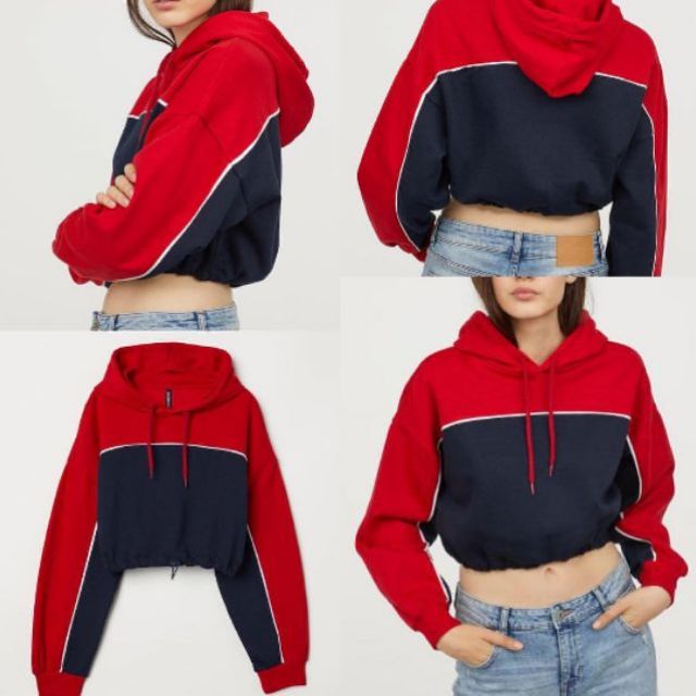 red cropped hoodie h&m