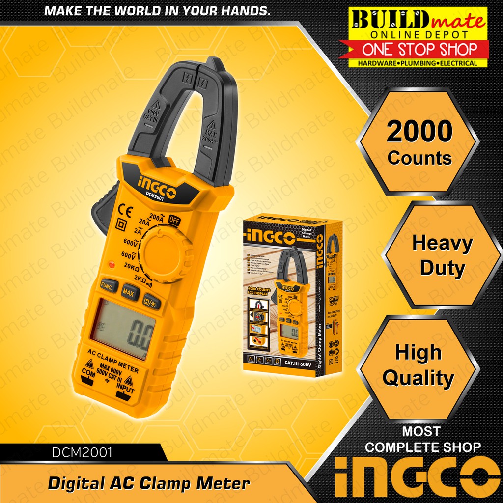 INGCO Digital AC Clamp Meter DCM2001 •BUILDMATE• IPT Shopee Philippines