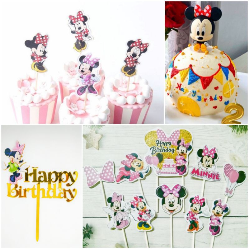 Minnie Mouse Theme Birthday Cake Cupcake Toppers Shopee Philippines