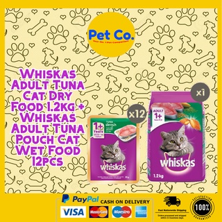 [PROMO] Whiskas Adult Tuna Cat Dry Food 1.2kg + Whiskas Adult Tuna Pouch Cat Wet Food 12pcs