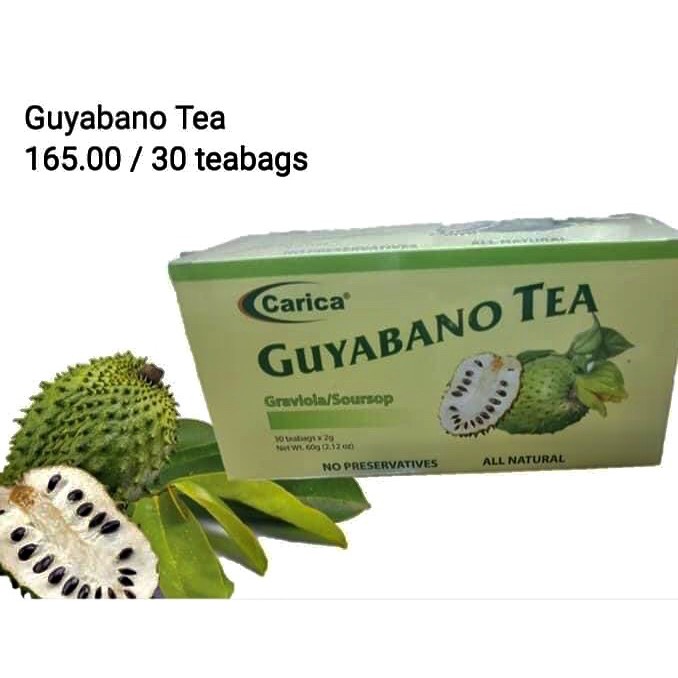 Carica Guyabano Tea Graviola Soursop Annona Muricata Box Of 30 Tea Bags 2g Per Tea Bag Shopee Philippines