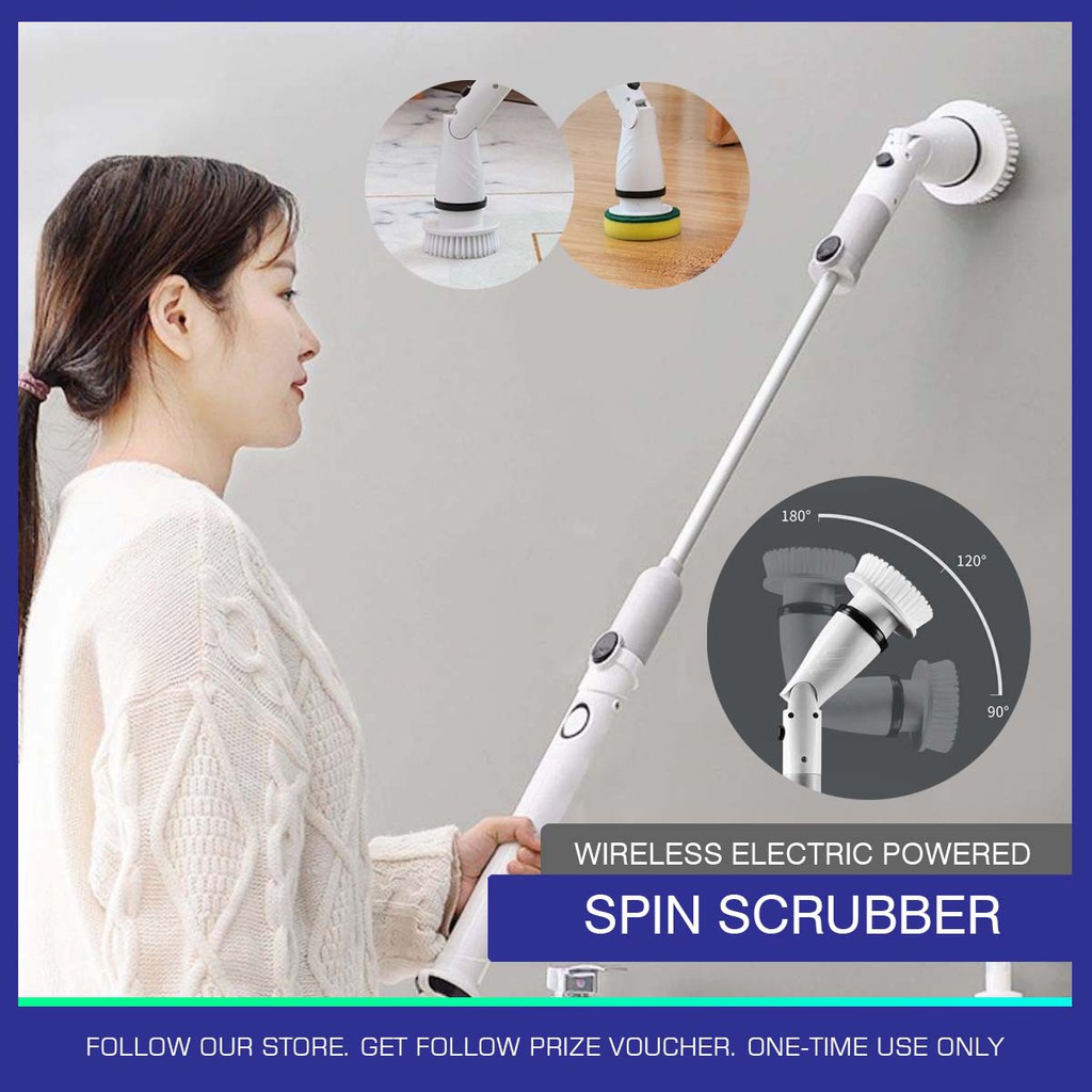Wireless Electric Spin Scrubber 4 Replaceable Cleaning Brush Rechargeable Handheld Bathroom