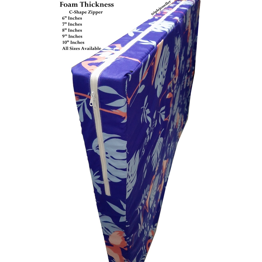 Foam Cover with Long Zipper Semi Cotton with 5,6,7,8 Inches Foam