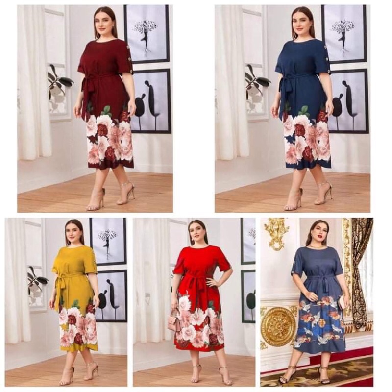 T022 Floral Maxi Plus size Dress (FIT TO XL) | Shopee Philippines