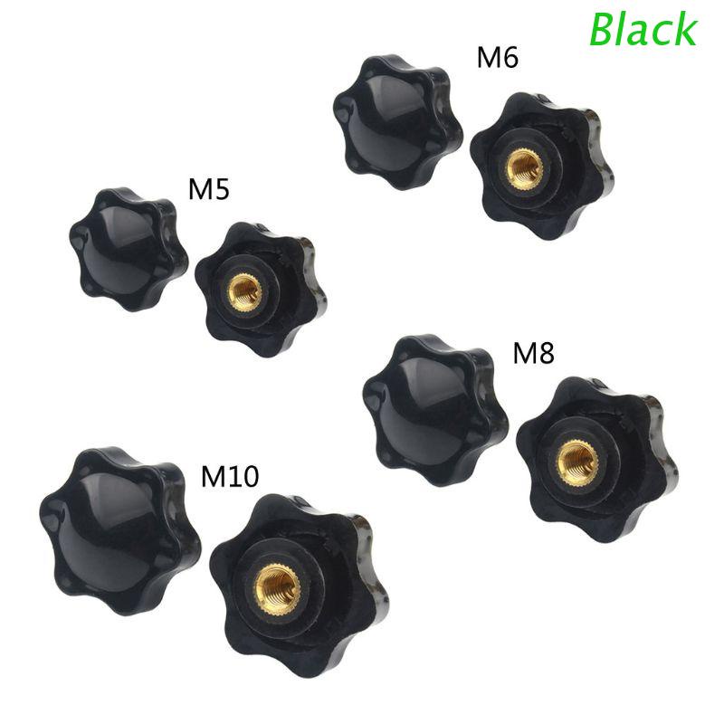 BLACK 10PCS M5 M6 M8 M10 Plum Hand Tighten Nuts Handle Thread Star