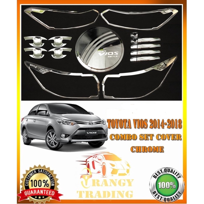 Toyota Vios 2014 to 2018 Garnish Combo set cover Chrome V2 ED 2015 2016 ...