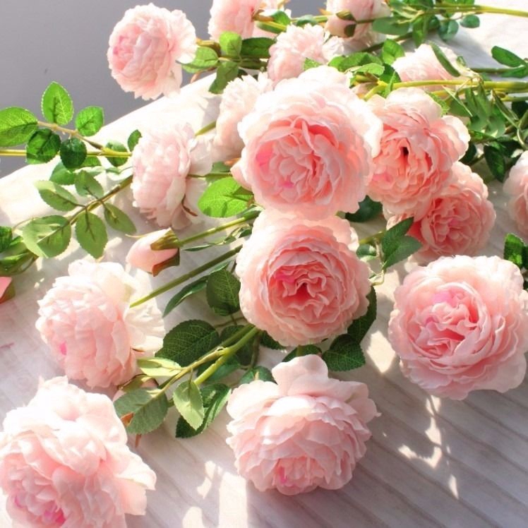 3 Heads Pink White Peonies Silk Flower /Rose Artificial Flowers / silk