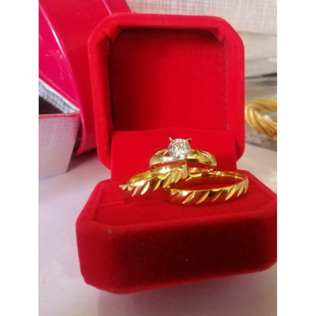 New Arrival Wedding Couple Proposal Engagement Ring Saudi Gold 14k 10k Gf Free Rose Box Shopee Philippines
