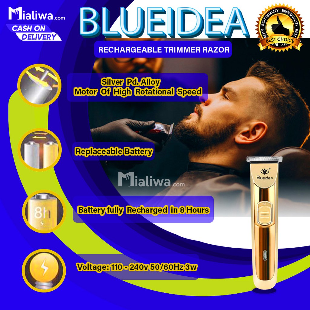 BlueIdea Hair Clipper Razor Rechargeable Cordless Electric Beard Shaver