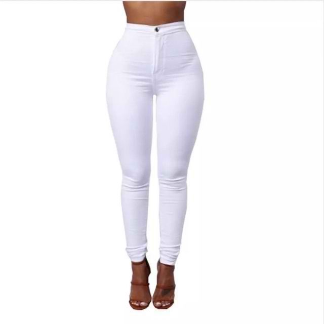 all white high waisted pants