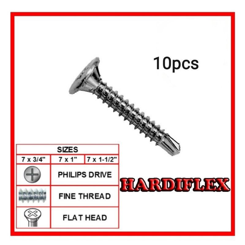 10pcs Hardiflex Screw Self Drilling Hardi Gypsum Screw | Shopee Philippines