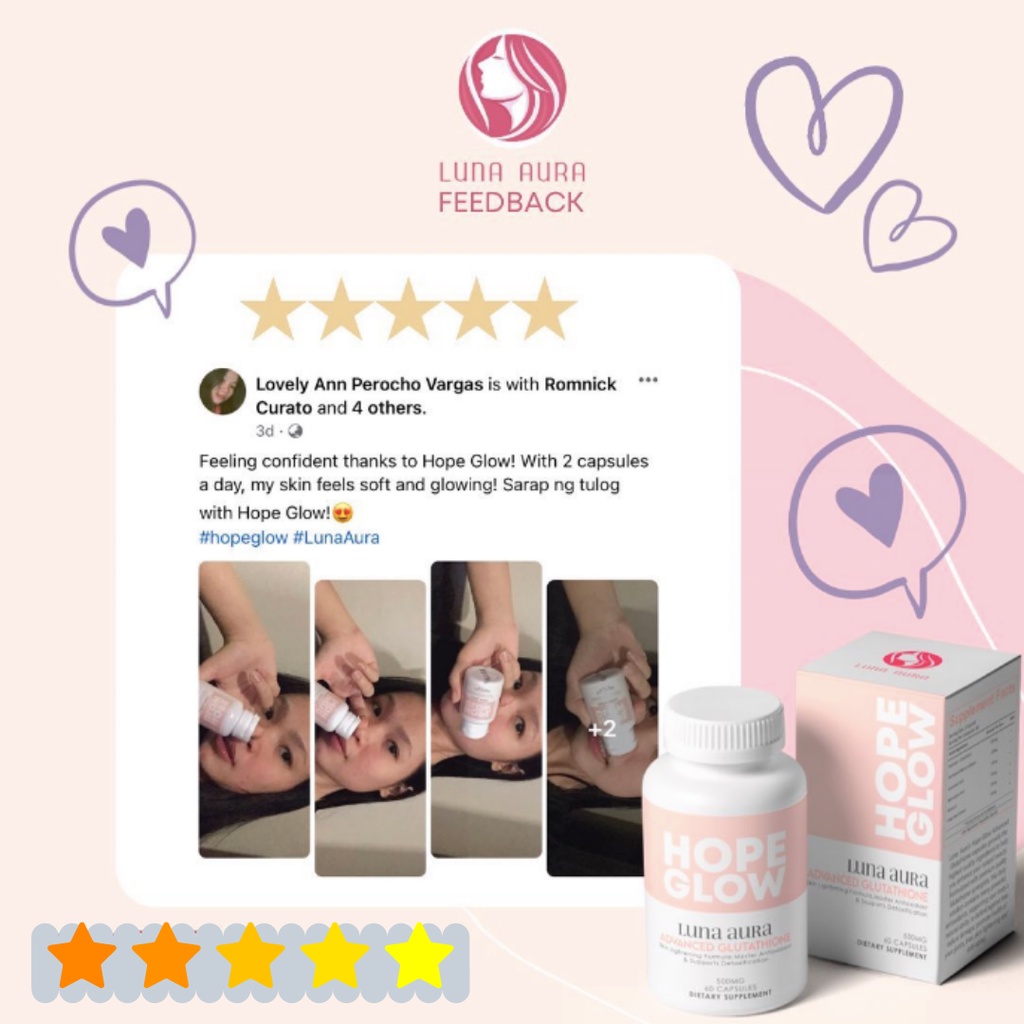 Luna Aura Hope Glow Glutathione 30 Capsules | Shopee Philippines