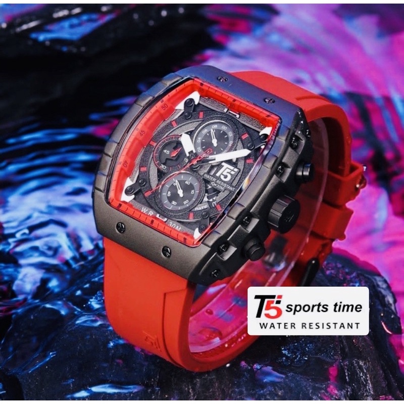 Jam T5 H3856 ORIGINAL Chronograph Sports Time Waterproof SET BOX EXTRA ...