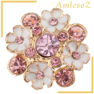 [AMLESO2] 5pcs Flower Crystal Sewing Shank Buttons for Garment Accessories DIY Decor #8
