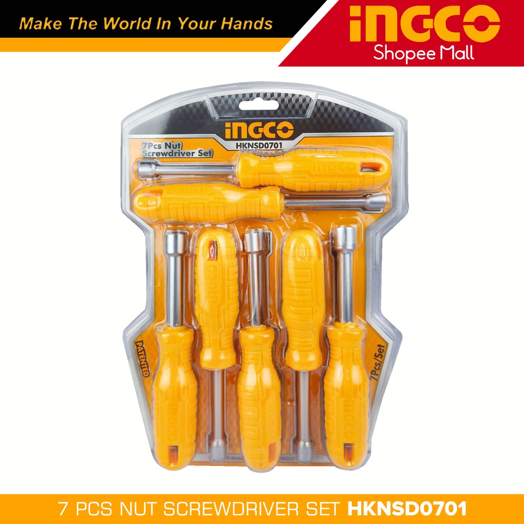 Ingco HKNSD0701 7pcs Nut Screwdriver Set with New Design Handle _H