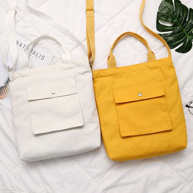 Korean Canvas Bag (Design No.64) Shoulder Crossbody Tote bag With 2