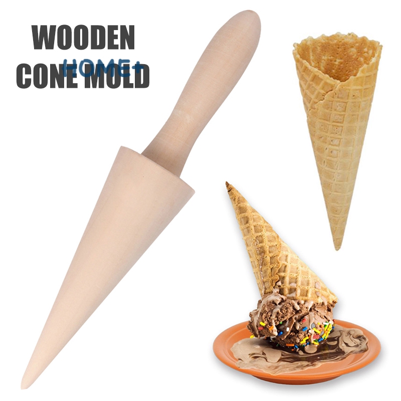 Cream Horn Molds Wooden Krumkake Cone Mold Nontoxic for DIY Baking Egg Cake Waffles Kitchen Tool Large Size 