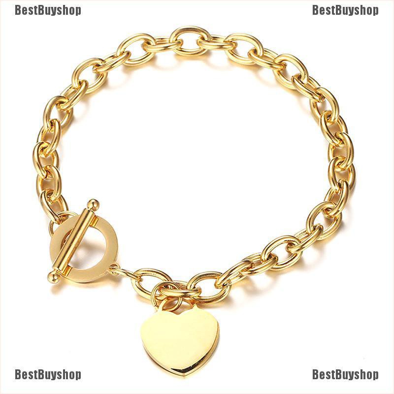 BBS bless Fashion Women Stainless Steel Love Heart Bracelet Chain ...