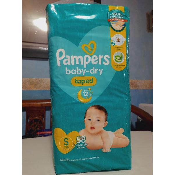 New Packaging Pampers Small with taped diapers Aloe 58 pcs | Shopee