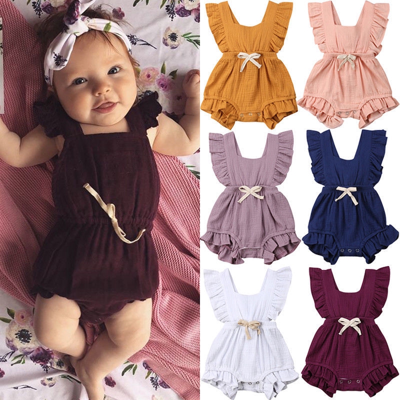 Newborn Summer Jumpsuit Newborn Baby Romper Baby Boy Clothes Baby Girl  Clothing Sleeveless Summer Onesie Bow Lovely Rompers | Shopee Philippines